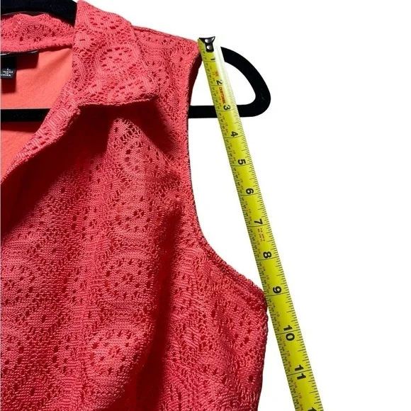 Allison Brittney Lace Pink/Peach Knee Length Geometric Design Dress Size Large - Picture 5 of 12